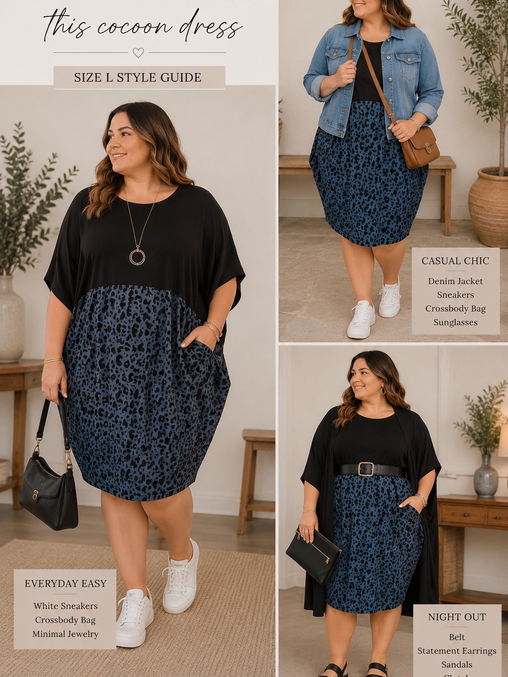 🪻🪻 Jackson Rowe Black & Teal Leopard Cocoon Tunic NWT